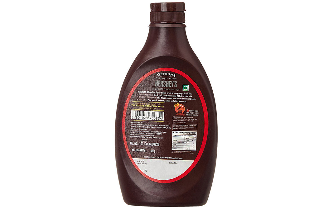 Hershey's Syrup Genuine Chocolate Flavor   Plastic Bottle  623 grams